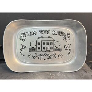 Vintage Wilton Armetale Bless This House Dish Plate Pewter 601013 ~ Original Box
